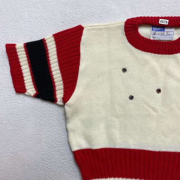 Vintage Dehen Sweater Childs M Beige Short Sleeve Knit 100% Acrylic Pullover - Picture 6 of 11
